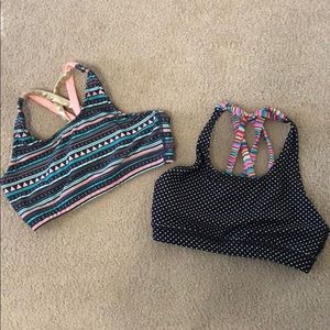Two Varsity Cheer Brand Strappy Sports Bras